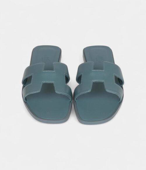 Hermès Oran Sandals Bleu Pinede Box Calfskin 38