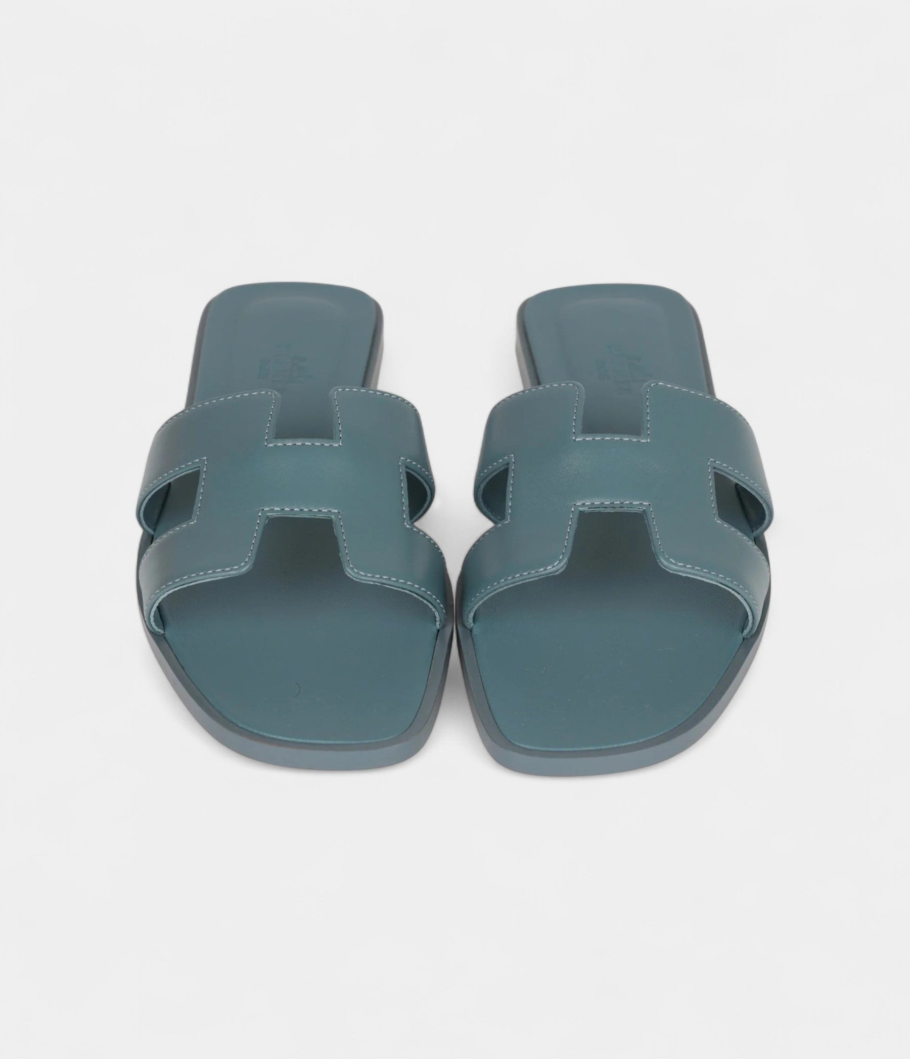 Hermès Oran Sandals Bleu Pinede Box Calfskin 38