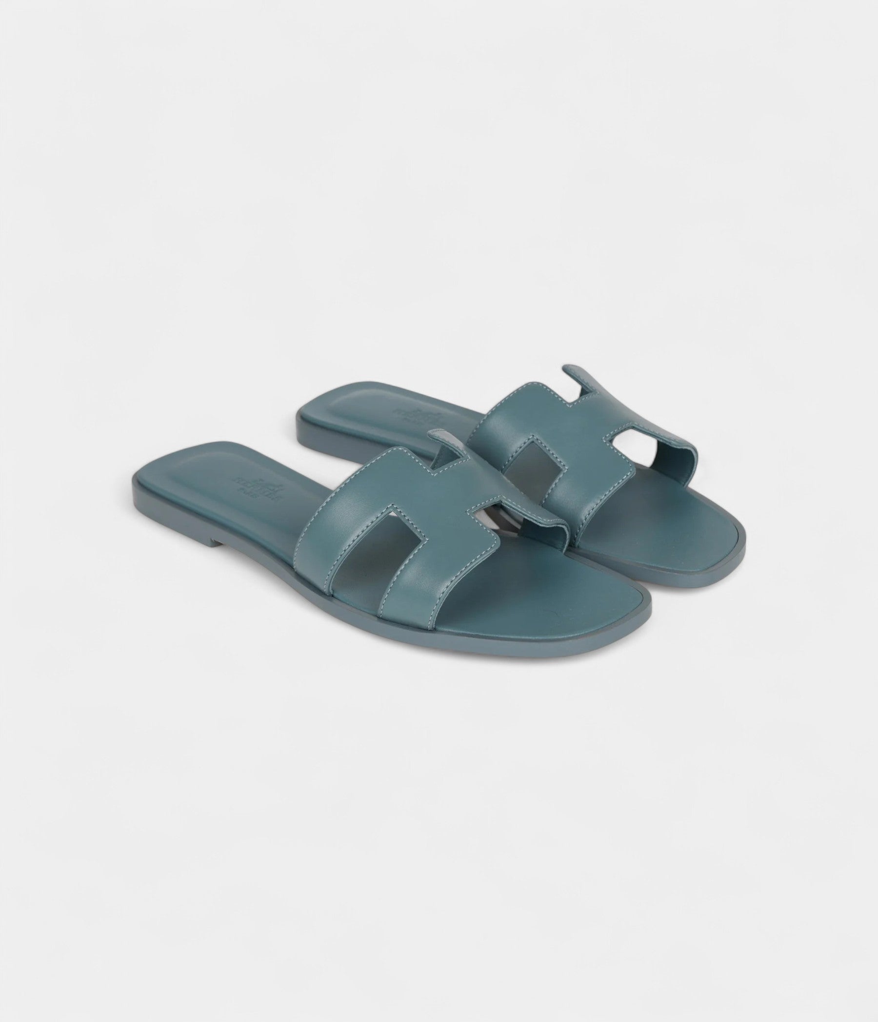Hermès Oran Sandals Bleu Pinede Box Calfskin 38