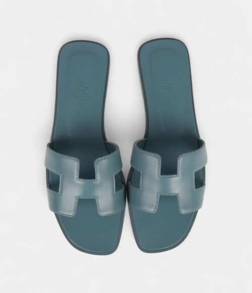 Hermès Oran Sandals Bleu Pinede Box Calfskin 38