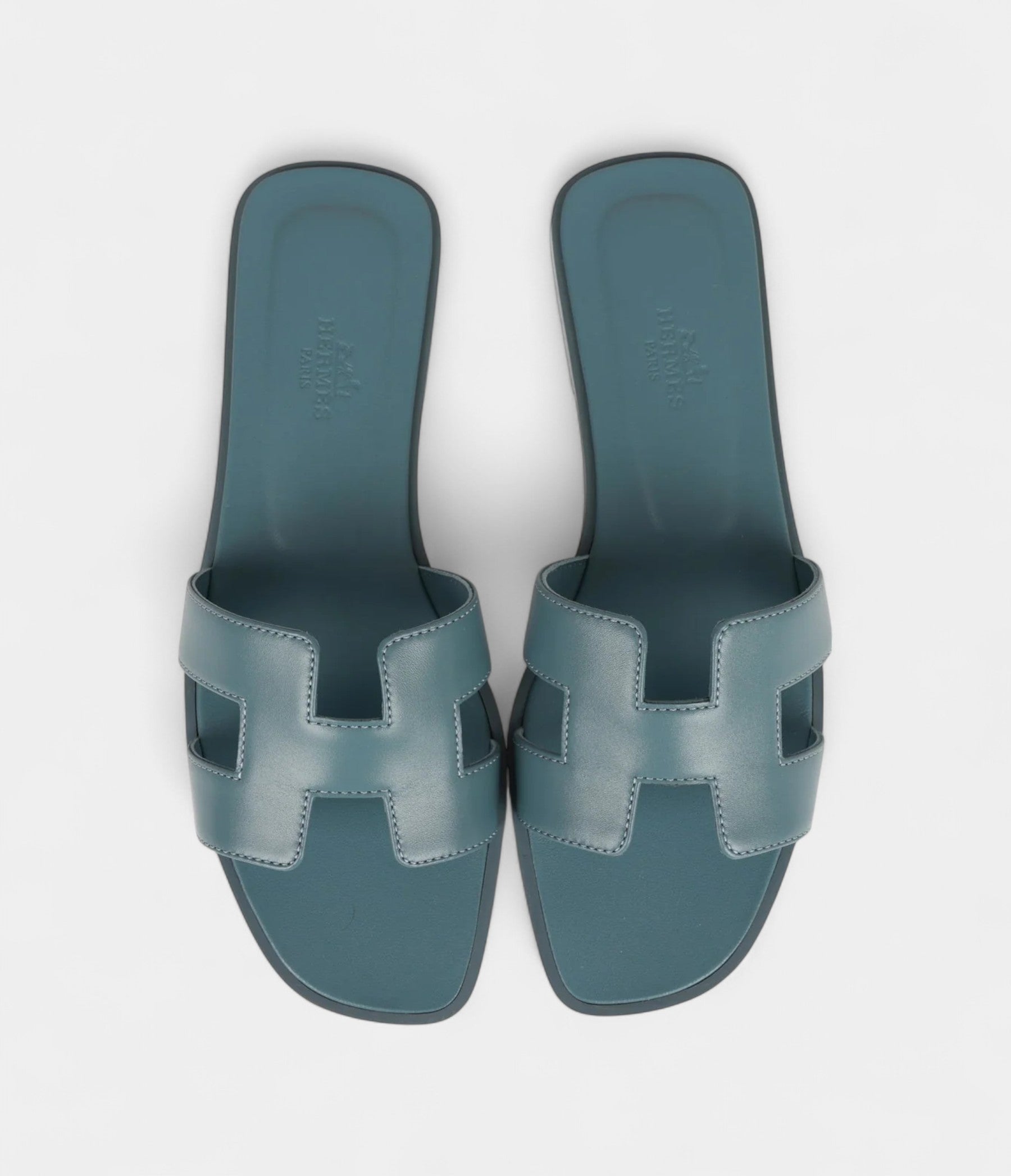 Hermès Oran Sandals Bleu Pinede Box Calfskin 38