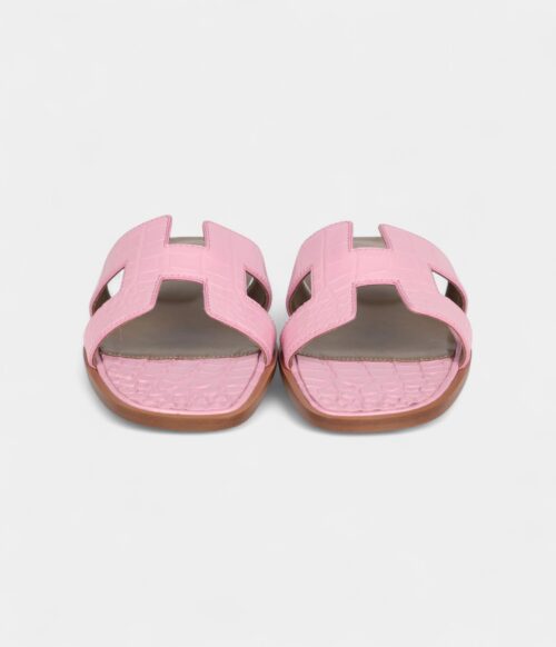Hermès Oran Sandals Bubblegum Matte Alligator 38 EU