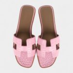 Hermès Oran Sandals Bubblegum Matte Alligator 38 EU