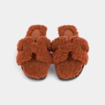 Hermès Oran Sandals Cognac Woolskin 36.5