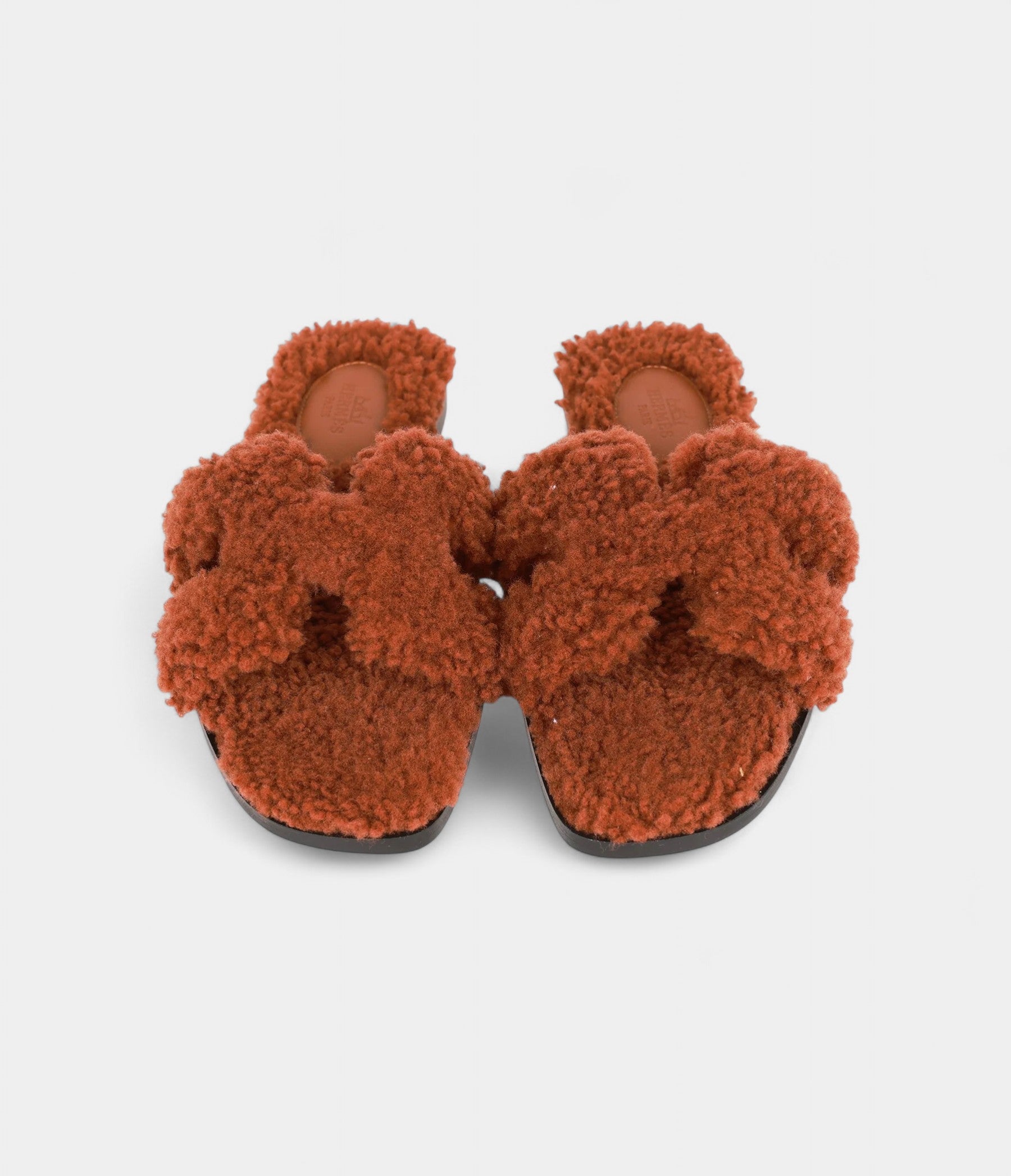 Hermès Oran Sandals Cognac Woolskin 36.5