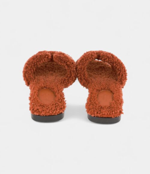 Hermès Oran Sandals Cognac Woolskin 36.5