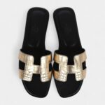 Hermès Oran Sandals Dore Fonce Matte Alligator 37 EU