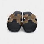 Hermès Oran Sandals Dore Fonce Matte Alligator 37 EU
