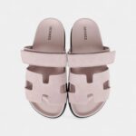 Hermès Chypre Sandals Rose Porcelaine Suede 37 EU