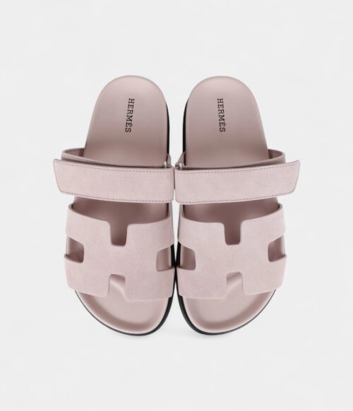 Hermès Chypre Sandals Rose Porcelaine Suede 37 EU