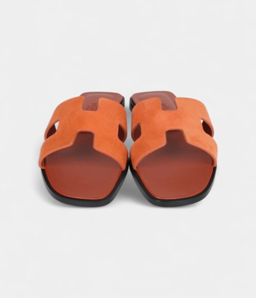Hermès Oran Sandals Rose Bois De Santal Suede 37EU