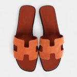 Hermès Oran Sandals Rose Bois De Santal Suede 37EU