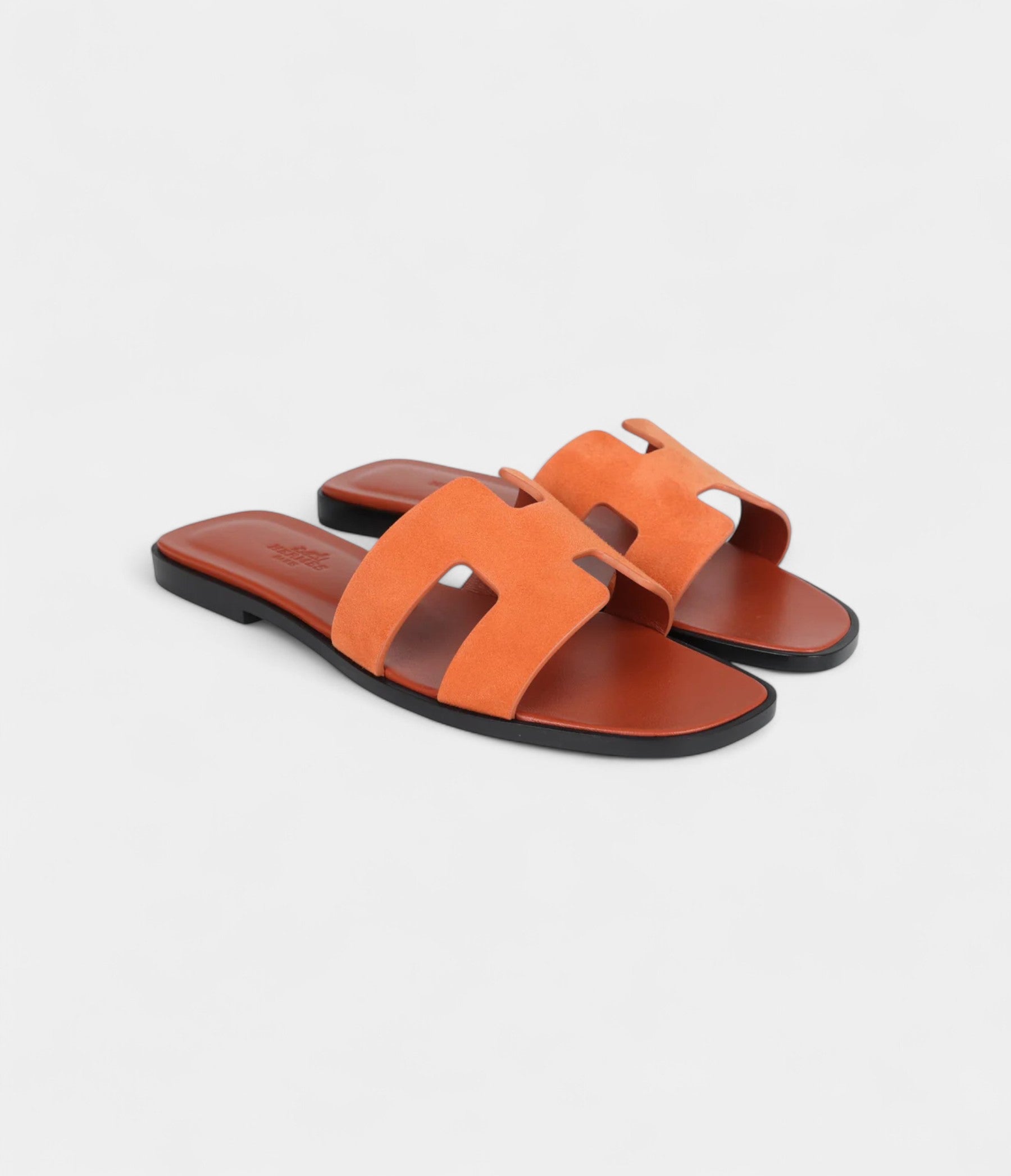 Hermès Oran Sandals Rose Bois De Santal Suede 37EU