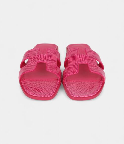 Hermès Oran Sandals Rose Flash Lizard 38.5 EU
