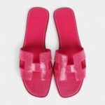 Hermès Oran Sandals Rose Flash Lizard 38.5 EU