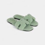 Hermès Oran Sandals Vert D'eau Woolskin 41