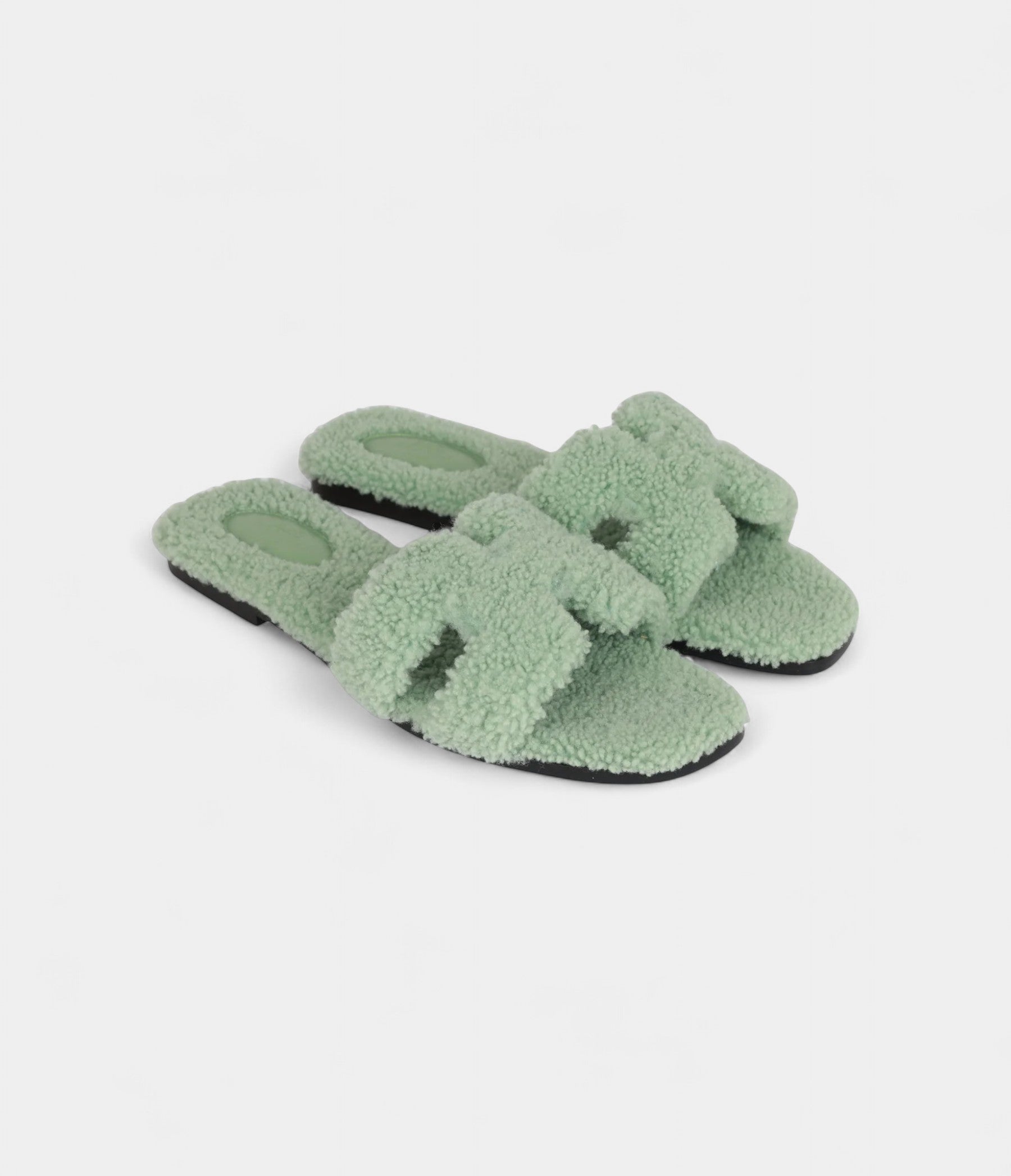 Hermès Oran Sandals Vert D'eau Woolskin 41
