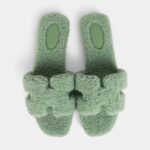 Hermès Oran Sandals Vert D'eau Woolskin 41