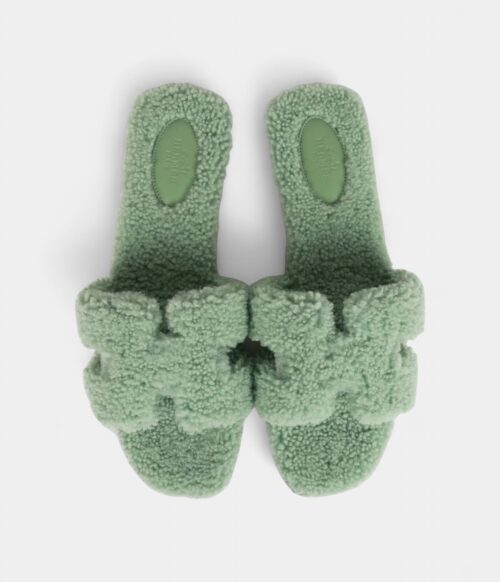 Hermès Oran Sandals Vert D'eau Woolskin 41