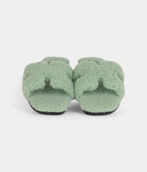 Hermès Oran Sandals Vert D'eau Woolskin 41