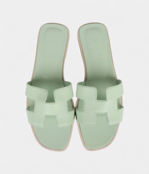 Hermès Oran Sandals Vert Jade Epsom 38 EU