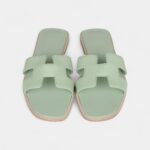 Hermès Oran Sandals Vert Jade Epsom 38 EU