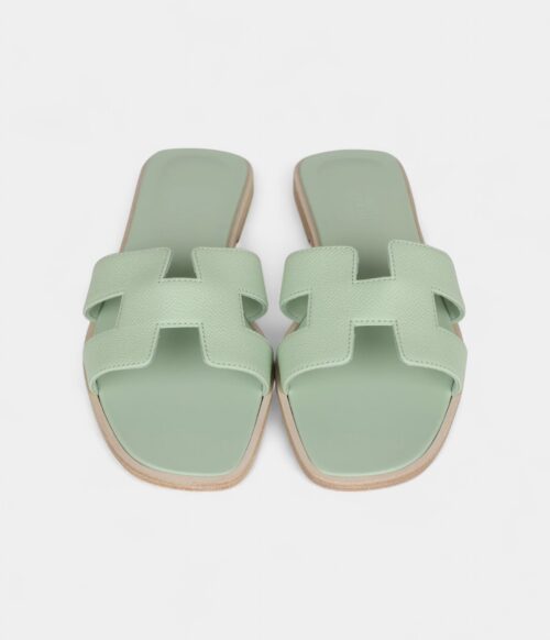 Hermès Oran Sandals Vert Jade Epsom 38 EU