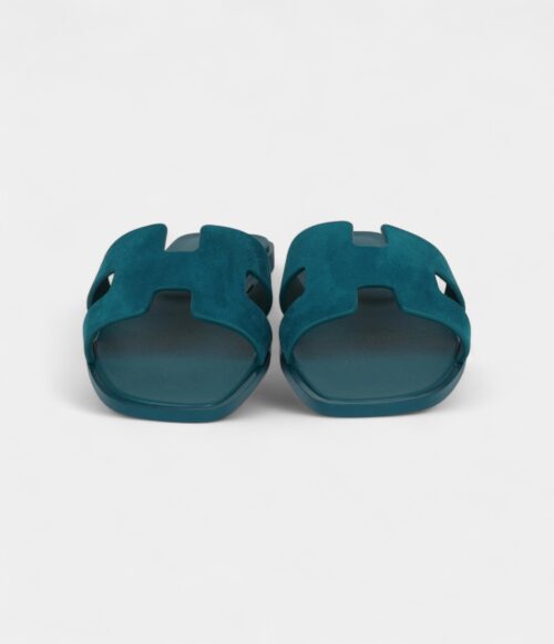 Hermès Oran Sandals Vert Oxford Suede Goatskin 37 EU