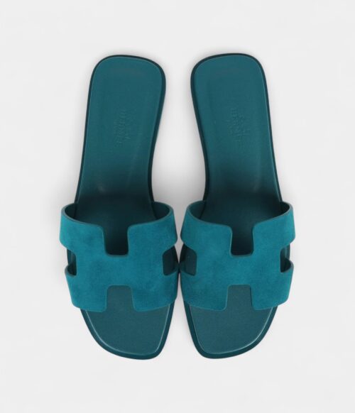 Hermès Oran Sandals Vert Oxford Suede Goatskin 37 EU