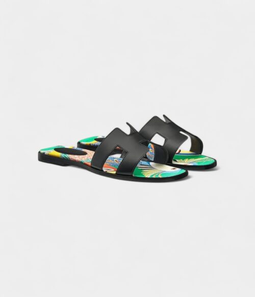 Hermès Oran Sandals for Slide Women – Black & Green