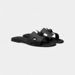 Hermès Oran Sandals for Women In Black Top Grain Cow Leather