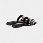 Hermès Oran Sandals for Women In Black White & Blue