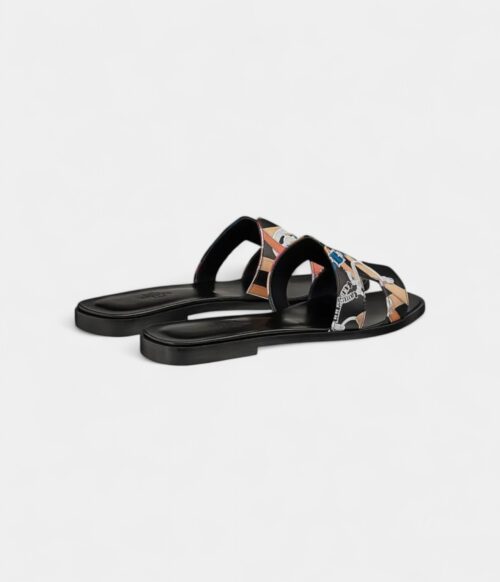 Hermès Oran Sandals for Women In Black White & Blue