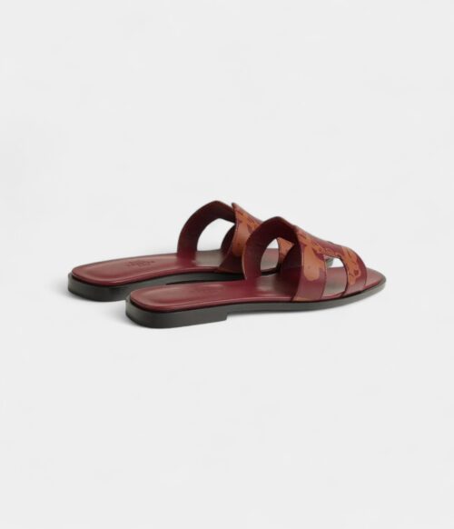 Hermès Oran Sandals for Women In Deep Burgundy Red
