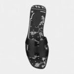 Hermès Oran Sandals for Women In Graffiti Black & Cow Leather