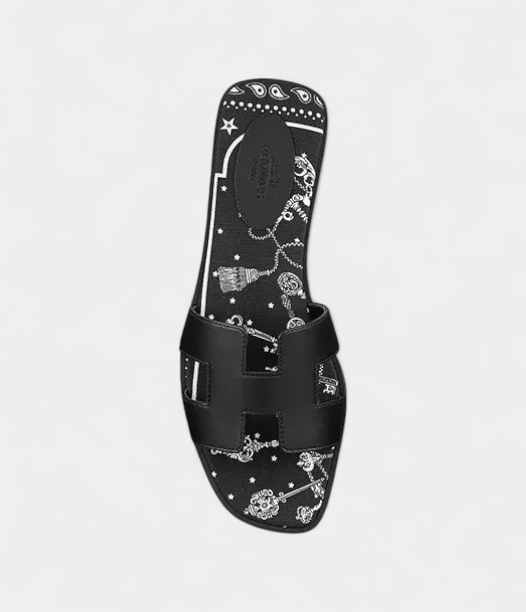 Hermès Oran Sandals for Women In Graffiti Black & Cow Leather