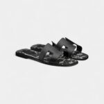 Hermès Oran Sandals for Women In Graffiti Black & Cow Leather
