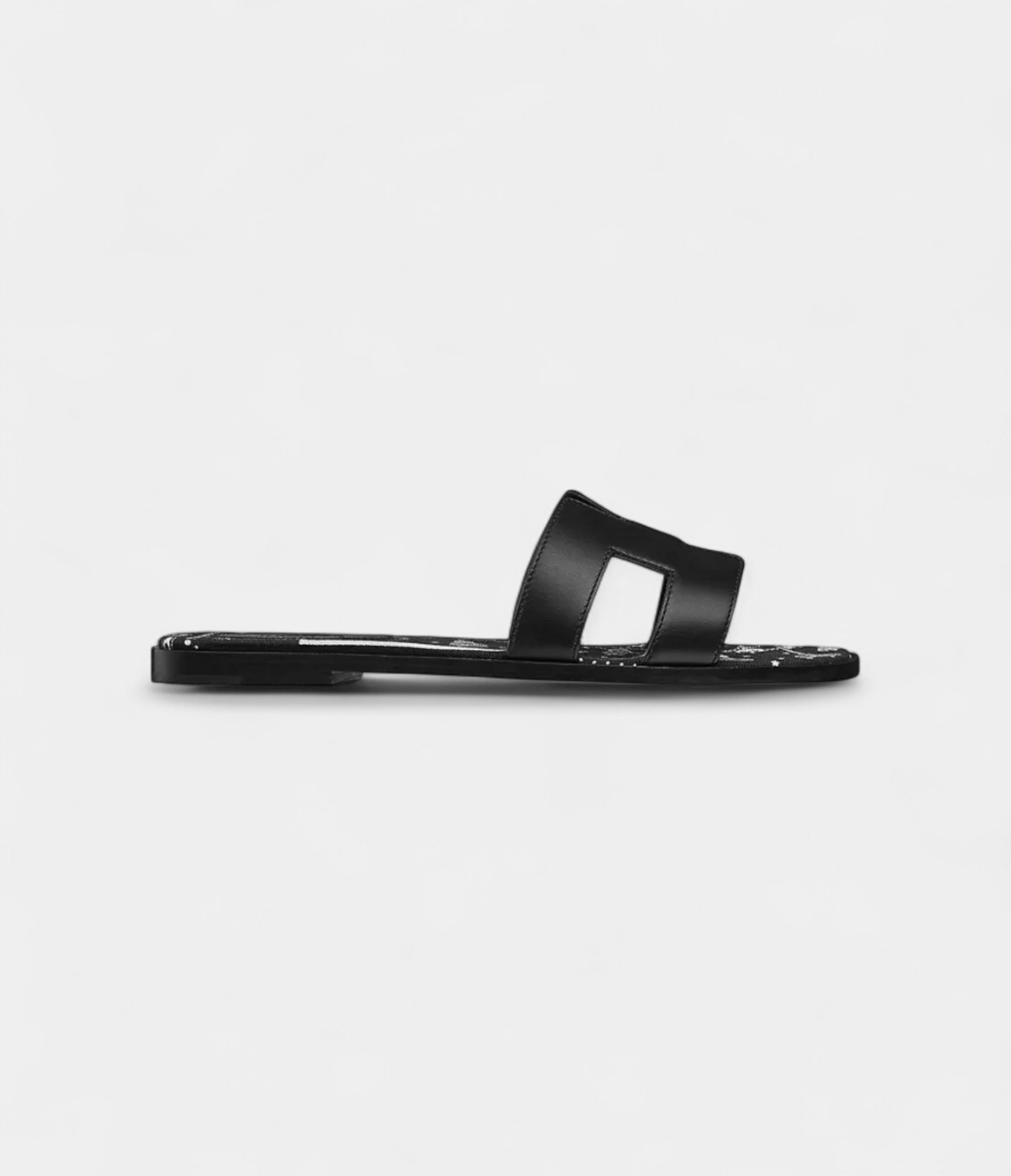 Hermès Oran Sandals for Women In Graffiti Black & Cow Leather