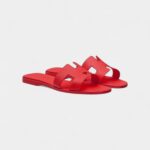 Hermès Oran Sandals for Women In Heart Red in Top Grain Cow Leather