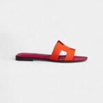 Hermès Oran Sandals for Women In Orange Synthetique Suede Goatskin