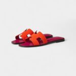 Hermès Oran Sandals for Women In Orange Synthetique Suede Goatskin