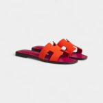 Hermès Oran Sandals for Women In Orange Synthetique Suede Goatskin