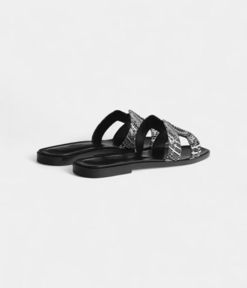 Hermès Oran Sandals for Women In Spring & Summer Abrasion-Resistant Black & White