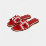 Hermès Oran Sandals for Women In Summer Quick Dry Leather with Red
