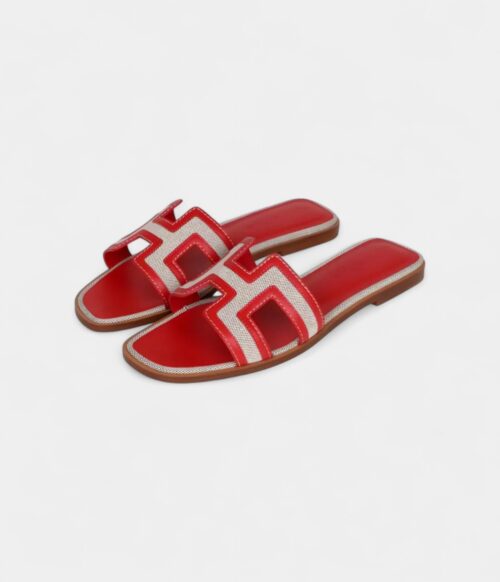 Hermès Oran Sandals for Women In Summer Quick Dry Leather with Red