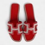 Hermès Oran Sandals for Women In Summer Quick Dry Leather with Red