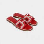 Hermès Oran Sandals for Women In Summer Quick Dry Leather with Red