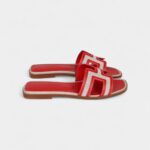Hermès Oran Sandals for Women In Summer Quick Dry Leather with Red