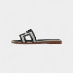 Hermès Oran Sandals for Women In Summer Quiet Slide Resistant Leather with Black