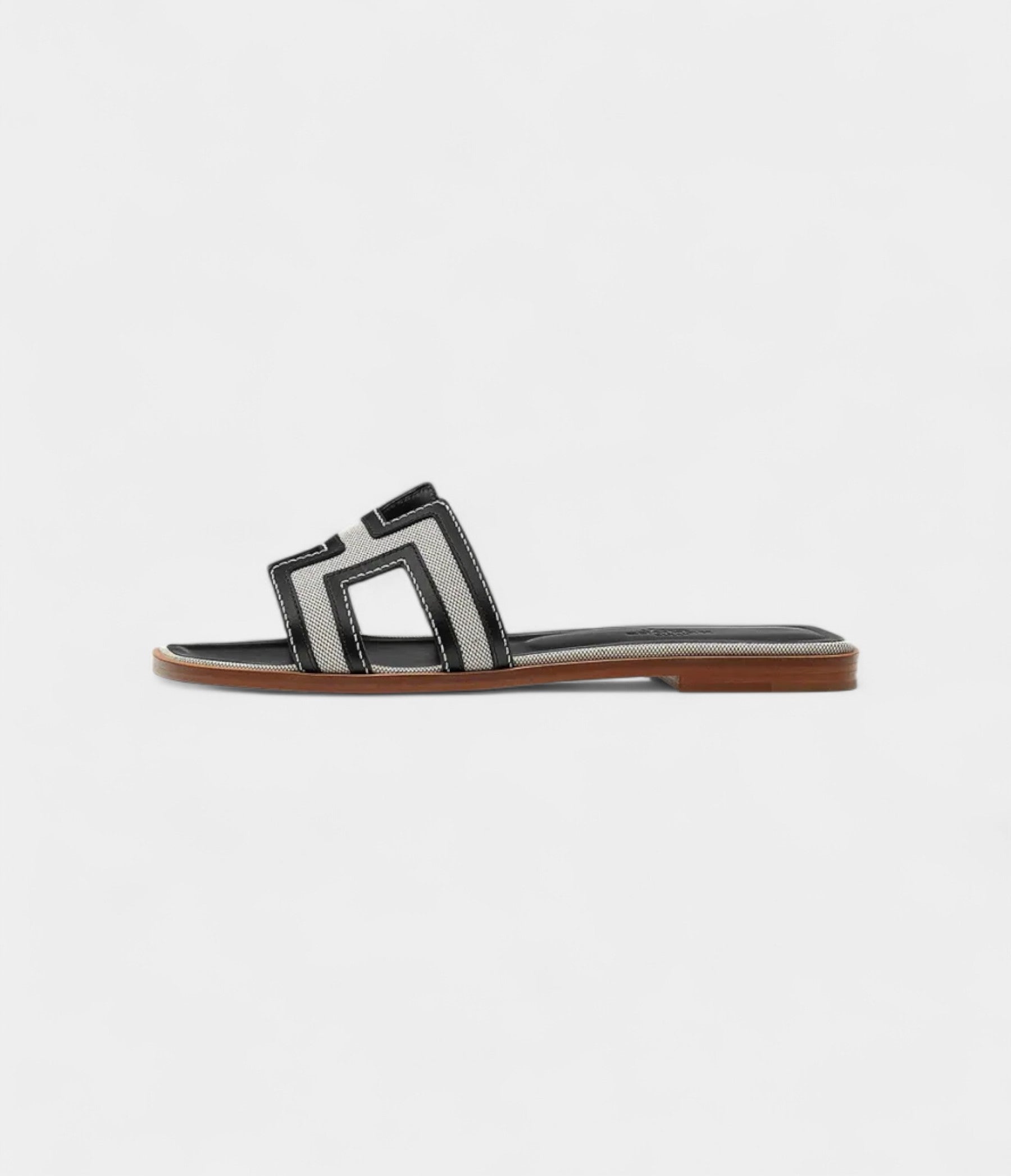 HermesOranSandalsforWomenInSummerQuietSlideResistantLeatherwithBlack_1.jpg Hermès Oran Sandals for Women In Summer Quiet Slide Resistant Leather with Black